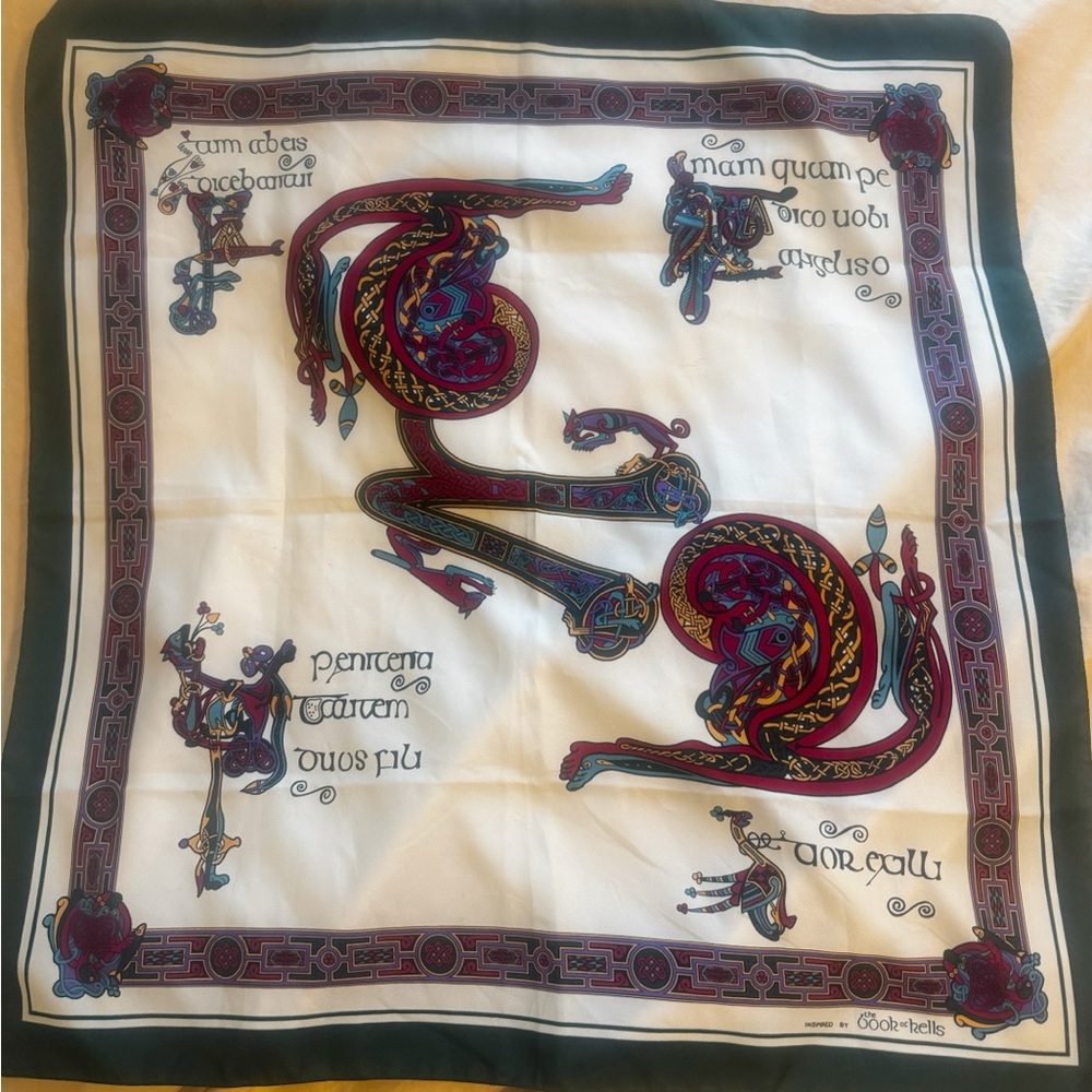 Book of Kells inspired Colorful Celtic Design Scarf from Ireland